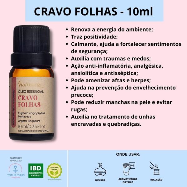 Óleo Essencial Alecrim + Menta + Eucaliptus Globulus + Cravo Folhas Via Aroma - Imagem 4